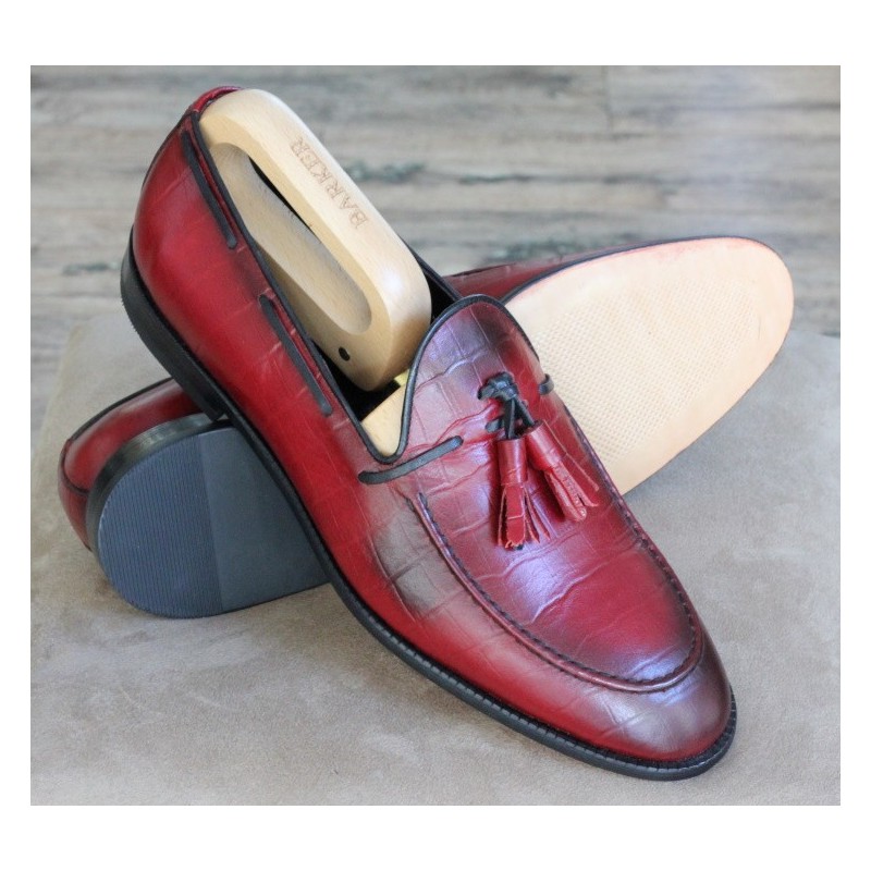 Morissette 32749 red croc tassel loafer - leather sole