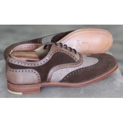 Cheaney J1299-8 Specials brown/beige suede/calf/fabric 5 eye brogue