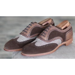 Cheaney J1299-8 Specials brown/beige suede/calf/fabric 5 eye brogue
