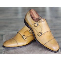 Cheaney Specials J1599-21 tan cap toe double monk