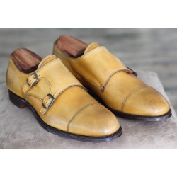 Cheaney Specials J1599-21 tan cap toe double monk