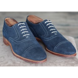 Cheaney Specials J1299-14 blue suede 5 eye semi brogue