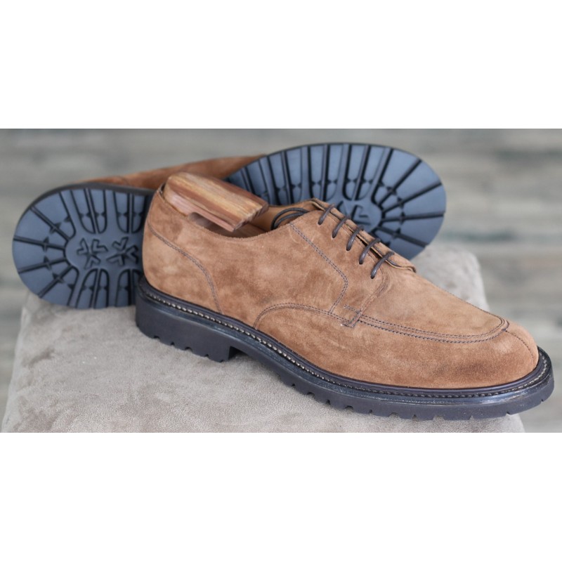 Cheaney Specials J1299-25 brown suede 5 eye split-toe apron derby Cheaney Specials J1299-25 brown suede 5 eye split-toe apron derby