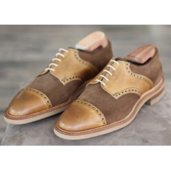 Cheaney Specials J1299-27 tan calf/brown suede 5 eye cap derby