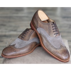 Cheaney Specials J1299-36 brown calf/grey suede 5 eye brogue