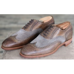 Cheaney Specials J1299-36 brown calf/grey suede 5 eye brogue