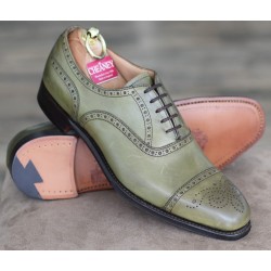 Cheaney Specials J1599-55 olive green 5 eye semi brogue oxford