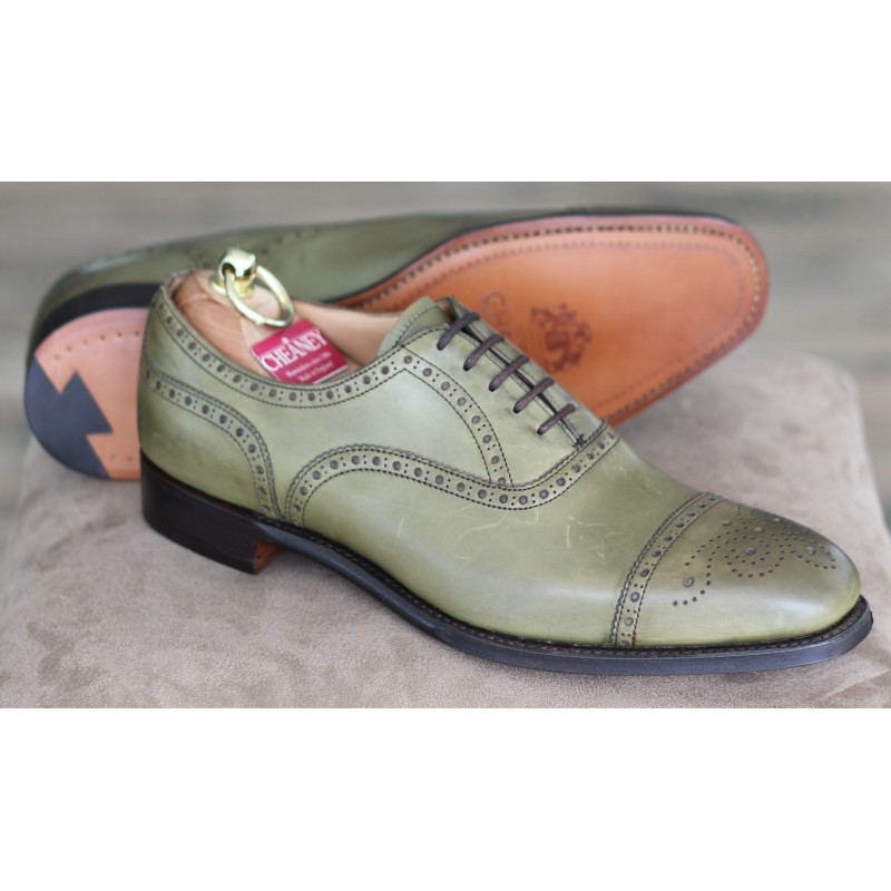 Cheaney Specials J1599-55 olive green 5 eye semi brogue oxford Cheaney Specials J1599-55 olive green 5 eye semi brogue oxford
