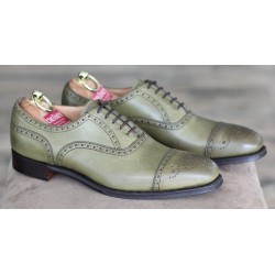Cheaney Specials J1599-55 olive green 5 eye semi brogue oxford