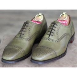 Cheaney Specials J1599-55 olive green 5 eye semi brogue oxford