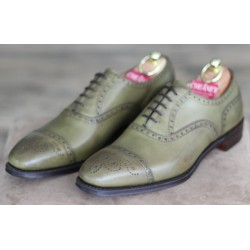 Cheaney Specials J1599-55 olive green 5 eye semi brogue oxford