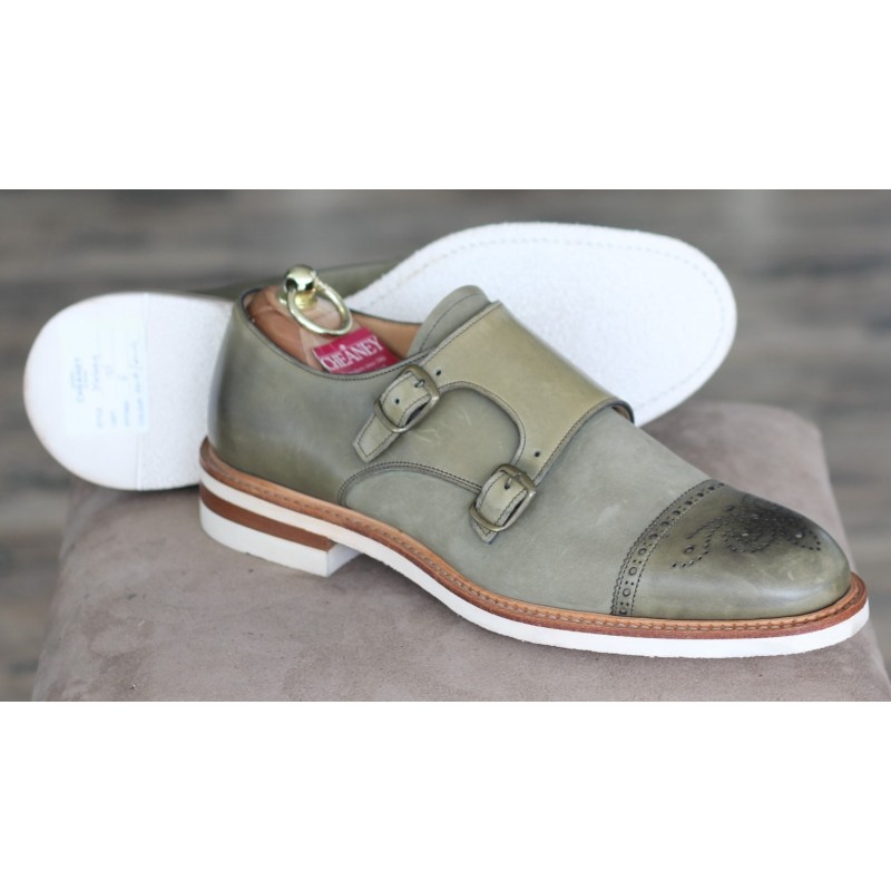 Cheaney Specials J1299-138 Olive green semi brogue double monk Cheaney Specials J1299-138 Olive green semi brogue double monk