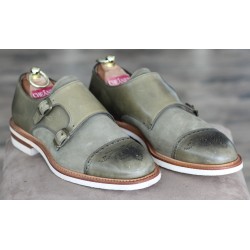 Cheaney Specials J1299-138 Olive green semi brogue double monk