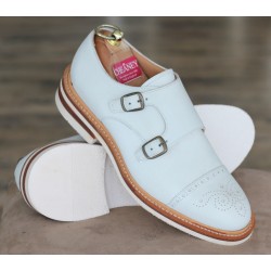 Cheaney Specials J1299-139 white semi brogue double monk