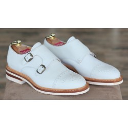 Cheaney Specials J1299-139 white semi brogue double monk