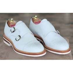 Cheaney Specials J1299-139 white semi brogue double monk