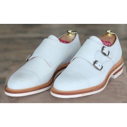 Cheaney Specials J1299-139 white semi brogue double monk