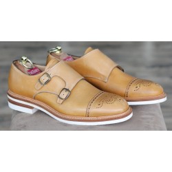 Cheaney Specials J1299-141 tan semi brogue double monk