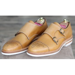 Cheaney Specials J1299-141 tan semi brogue double monk