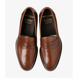 Loake Hornbeam seared mahogany calf penny loafer