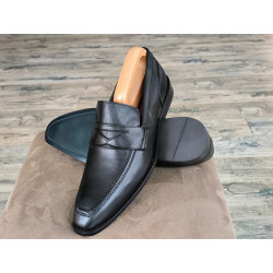 Bertini Uomo 2031 black saddle loafer