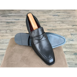 Bertini Uomo 2031 black saddle loafer